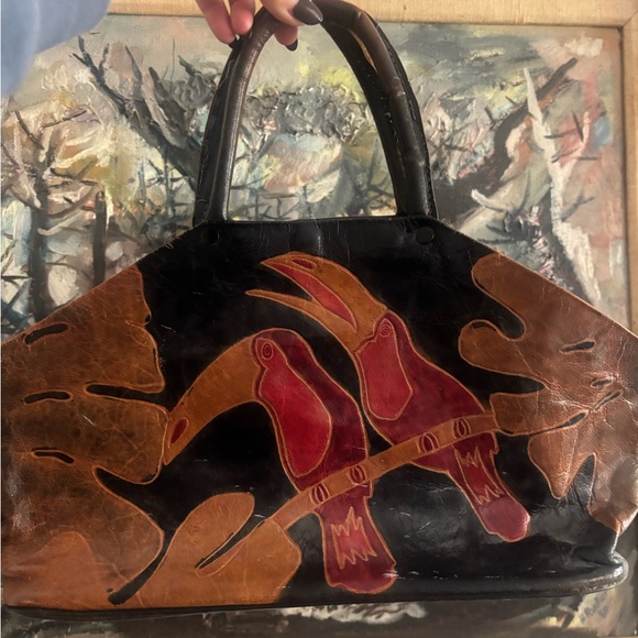 Handbags - Tropical Bird Leather Vintage Purse